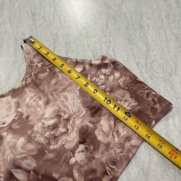 Athleta A-C Conscious Crop Top Floral Rose Print Pink Beige Size Small - Picture 10 of 11
